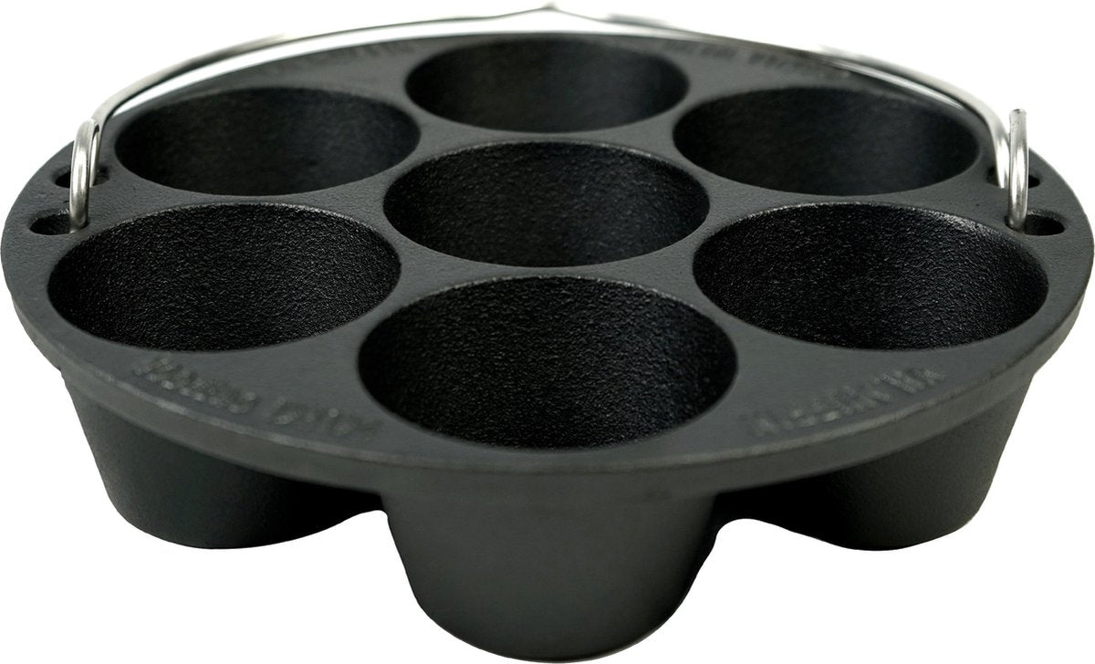 Valhal outdoor muffinpan muffinvorm - gietijzer - 22cm, met handvat - past in dutch oven - vh.muffin