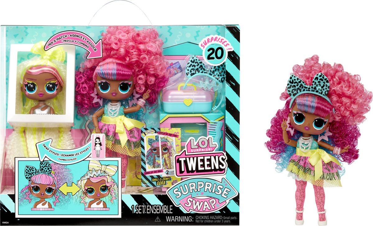 Lol. Überraschung! Tweens Surprise – 16,5 cm – Swap-Modepuppe – Curls-2-Crimps Cora
