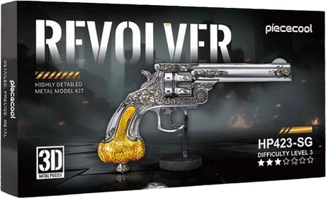 Geronimo games piececool - revolver - - hobby - metalen model - level 3 - 90 stukjes