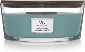 Woodwick Heartwick Flame Ellipse Duftkerze – immergrüner Kaschmir – 50 Brennstunden