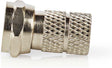 Nedis F-Stecker – gerade – männlich – vernickelt – 75 Ohm – drehbar – Kabeleingangsdurchmesser: 5,5 mm – Zinklegierung – Silber – 5 Stück – Box