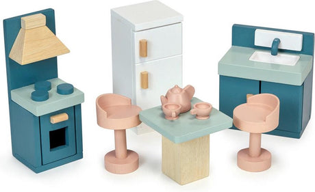 Mentari Küchenspielzeugset aus Holz – Puppenhauszubehör.