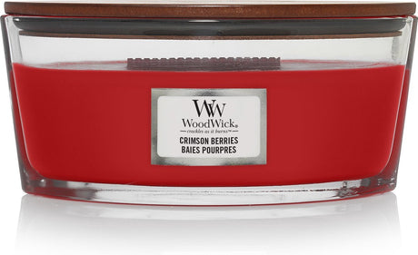 Woodwick Heartwick Flame Ellipse Duftkerze – purpurrote Beeren – 50 Brennstunden