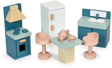 Mentari Küchenspielzeugset aus Holz – Puppenhauszubehör.