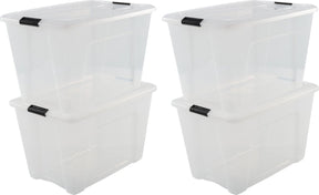 Iris topbox opbergbox - 60l - kunststof - transparant zwart - set van 4