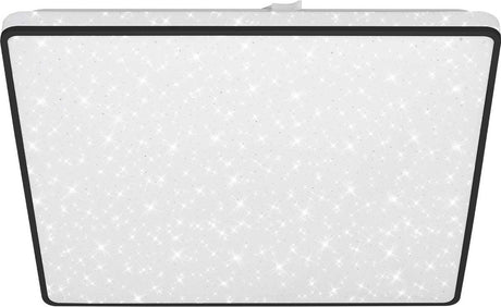 Briloner - LED Deckenlampe - Deckenlampe mit Sternenhimmel - Sternendekor - neutralweißes Licht - 37x37x4,5 cm - Schwarz