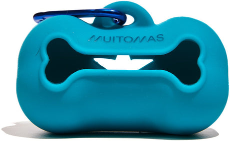 Muitomas Hundekotbeutelhalter – Silikon – hygienisch – inklusive Karabinerhaken – inklusive 1 Beutelrolle – blau