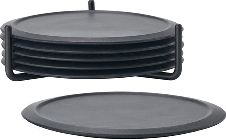 Zone Denmark Singles Untersetzer für Gläser – Silikonuntersetzer mit Halter – Untersetzer – 6er-Set – ø 10 cm – Schwarz