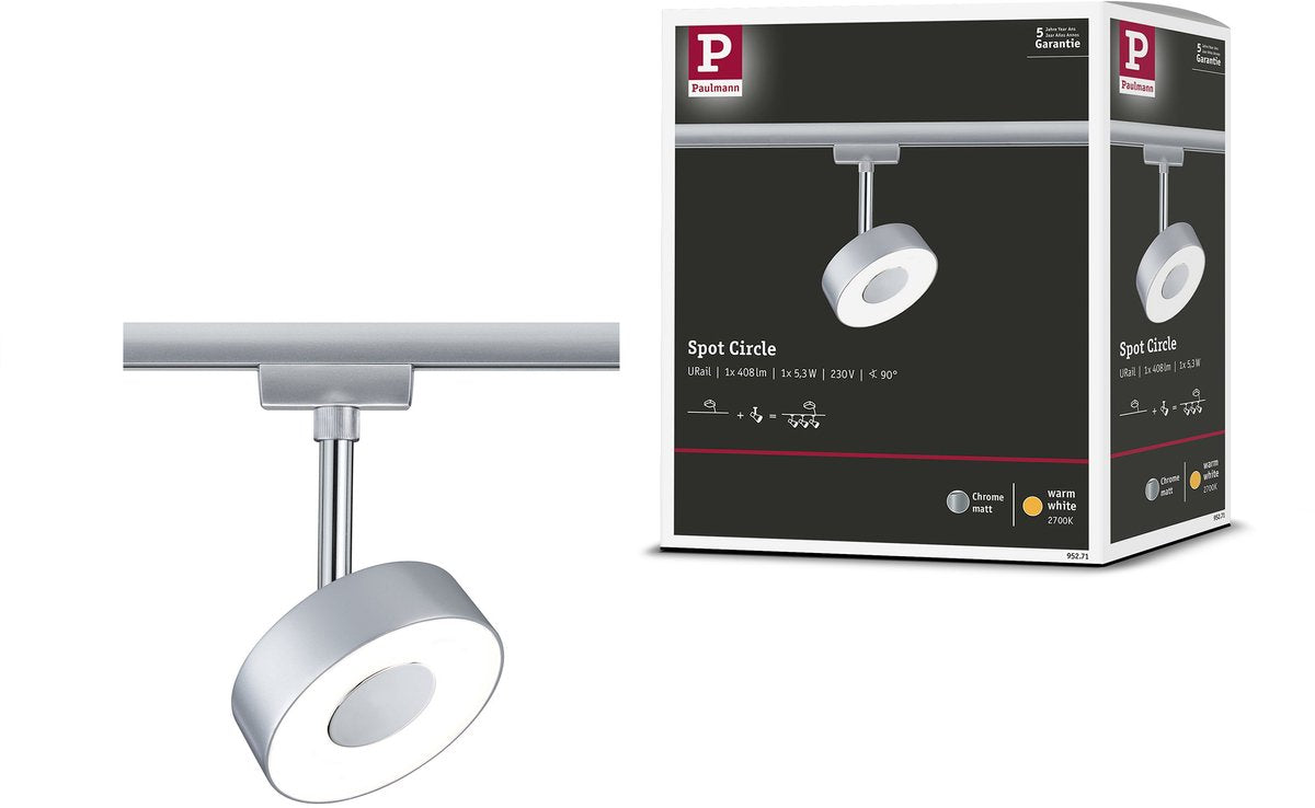 Paulmann Urail Rail Spot Circle 250lm 5,3W 2700K 230V Chrom matt