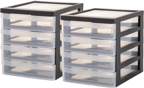 Iris Design Kommodenschubladensystem A5 – 4 Schubladen – 4 x 1,5 l – Kunststoff – schwarz transparent – ​​2 Stück