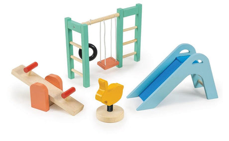 Mentari Spielplatz-Set, Puppenhaus-Spielzeug aus Holz, pädagogisch.