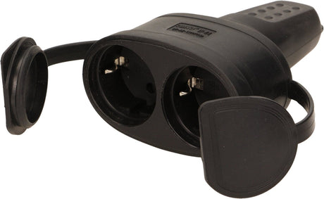 Orno Doppelsteckdose - Netzstecker - Vollgummi - IP44 - Schwarz
