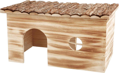 Trixie Haus großes Kaninchen – 2 Ausgänge – geflammtes Rindenholz – 45 x 28 x 24 cm
