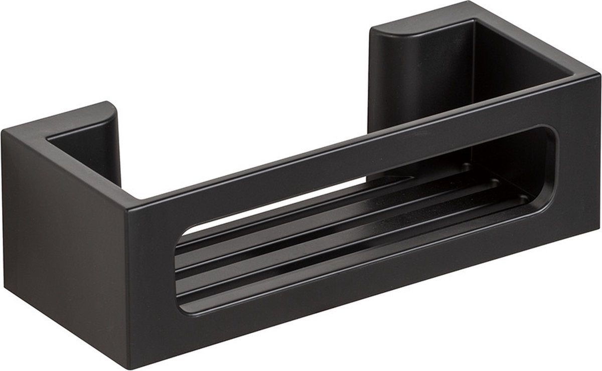 Wenko turbo-loc bralia Wandregal schwarz matt 30x9cm - Duschregal - Badewannenregal - Montage ohne Bohren - selbstklebend