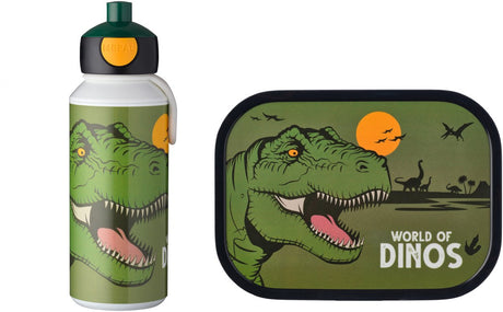 Mepal Lunchset (Pop-up-Flasche Lunchbox) Campus – 400 + 750 ml – Lunchbox und Trinkbecher für Kinder – Bento-Box – Pop-up-Trinkflasche – Dino