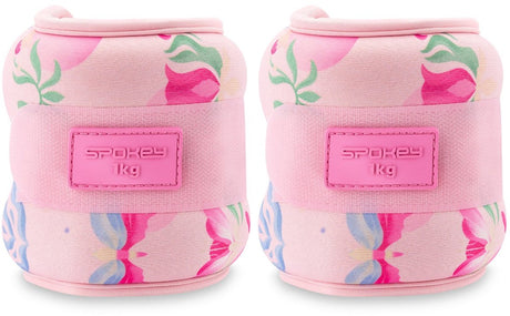Spokey enkel- en polsgewichten - roze met print - 2x 1 kg