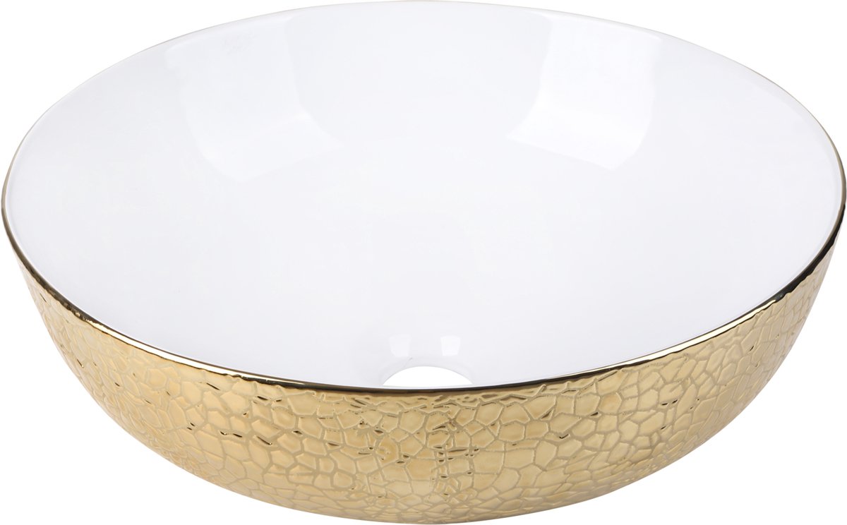 Differnz snake keramische opzetwastafel ø 40 cm, goud wit