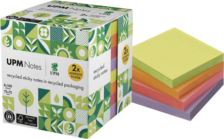 Info-Notizen Upm Haftnotizen – Format 75 x 75 mm – farbig sortiert – 8 Notizblöcke – in-5654-97ur-8