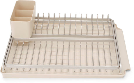 Brabantia Abtropfgestell für den Spültisch – mit Abtropfschale und Besteckhalter – sanftes Beige