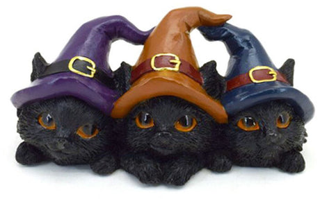 Puckator-Figur – Hexenkätzchen-Trio schwarz – Fantasy-Hüte lila hellbraun dunkelblau – 7,5 x 6 x 15 cm