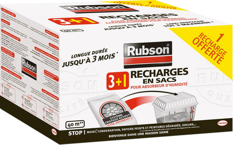 Rubson 1064719 – Feuchtigkeitsabsorber Nachfüllung 3 + 1 gratis | 4 Stück