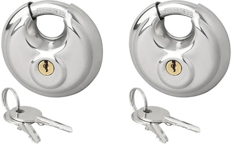 Proplus set van 2 discussloten 70 mm – voor aanhanger, schuur en opslag – gelijksluitend met 2 sleutels – zilver