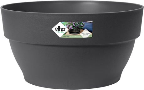 Elho Vibia Campana Schale 34 – Pflanzschale für den Außenbereich – 100 % recycelter Kunststoff – ø 33,9 x H 17,4 cm – Anthrazit