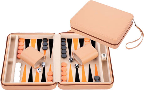 Engelhart backgammon reisspel met rits - beige