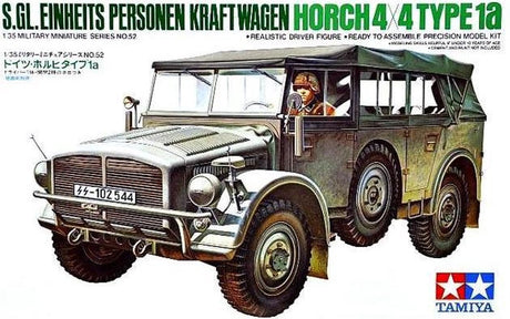 Tamiya Modellbausatz Militärfahrzeuge – 35052 Deutscher Horch 4x4 Typ1a Fahrzeug aus Kunststoff – 1:35 – Modellbau