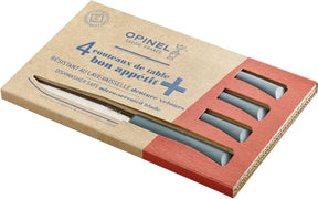 Opinel n°125 bon appétit+ grey tafelmessenset - 4-delig - grijs - microkarteling - rvs - steakmes
