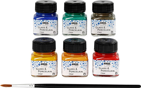 Kreul Glas- und Porzellanfarben-Set, klar, 6 x 20 ml