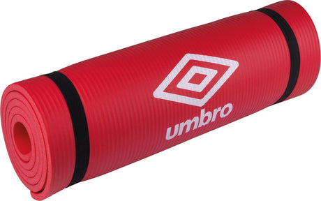 Umbro Yogamatte – 190 x 58 x 1 cm – mit Transportgurt – extra weich und 1 cm dick – rutschfeste Fitnessmatte – Rot