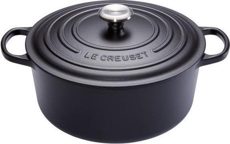 Le creuset braadpan signature mat zwart – ø 34 cm 12 liter – xl gietijzeren braadpan – mat zwarte emaille voor professioneel gebruik – voor groot formaat stoofschotels en braden – oven- en inductiegeschikt