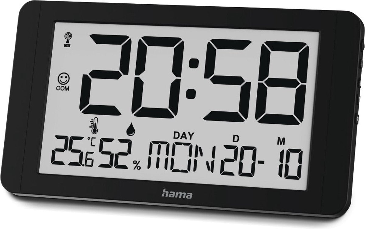 Hama Wanduhr - Kuba - funkgesteuert - Thermo-Hygrometer - Schwarz