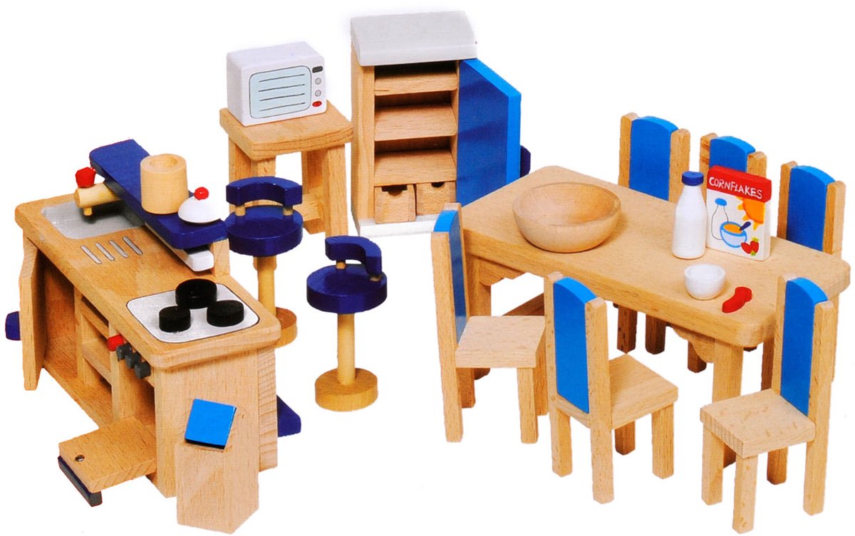 Goki Puppenhausmöbel: Moderne Küche 30-teilig (inkl. Zubehör, exkl.