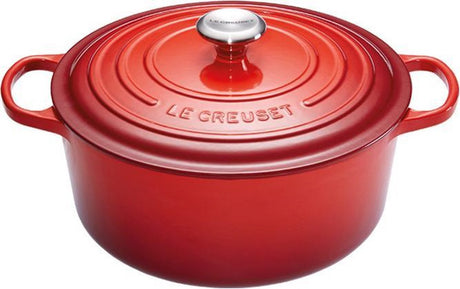 Le creuset braadpan signature kersenrood – ø 30 cm 8,1 liter – xl ronde gietijzeren braadpan – in iconisch rood – voor grote gezinsgerechten en langzaam garen – oven- en inductiegeschikt – tijdloos frans design