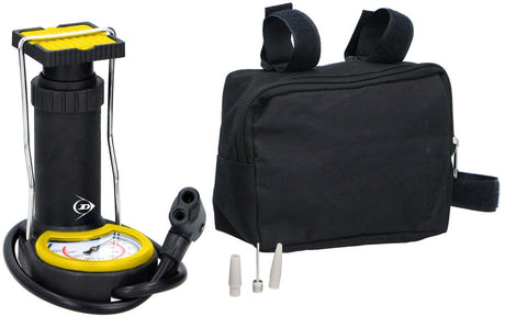 Dunlop Fahrradpumpe Fußpumpe mit Manometer und Aufbewahrungstasche