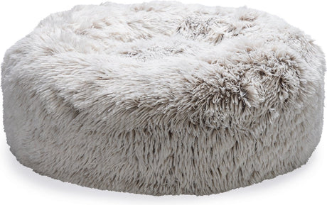 Beeztees siba - orthopedische donut hondenmand - fluffy hondenmand - kattenmand - beige - 50x50x20 cm