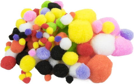 Farbige Pompons, 100 Stück.