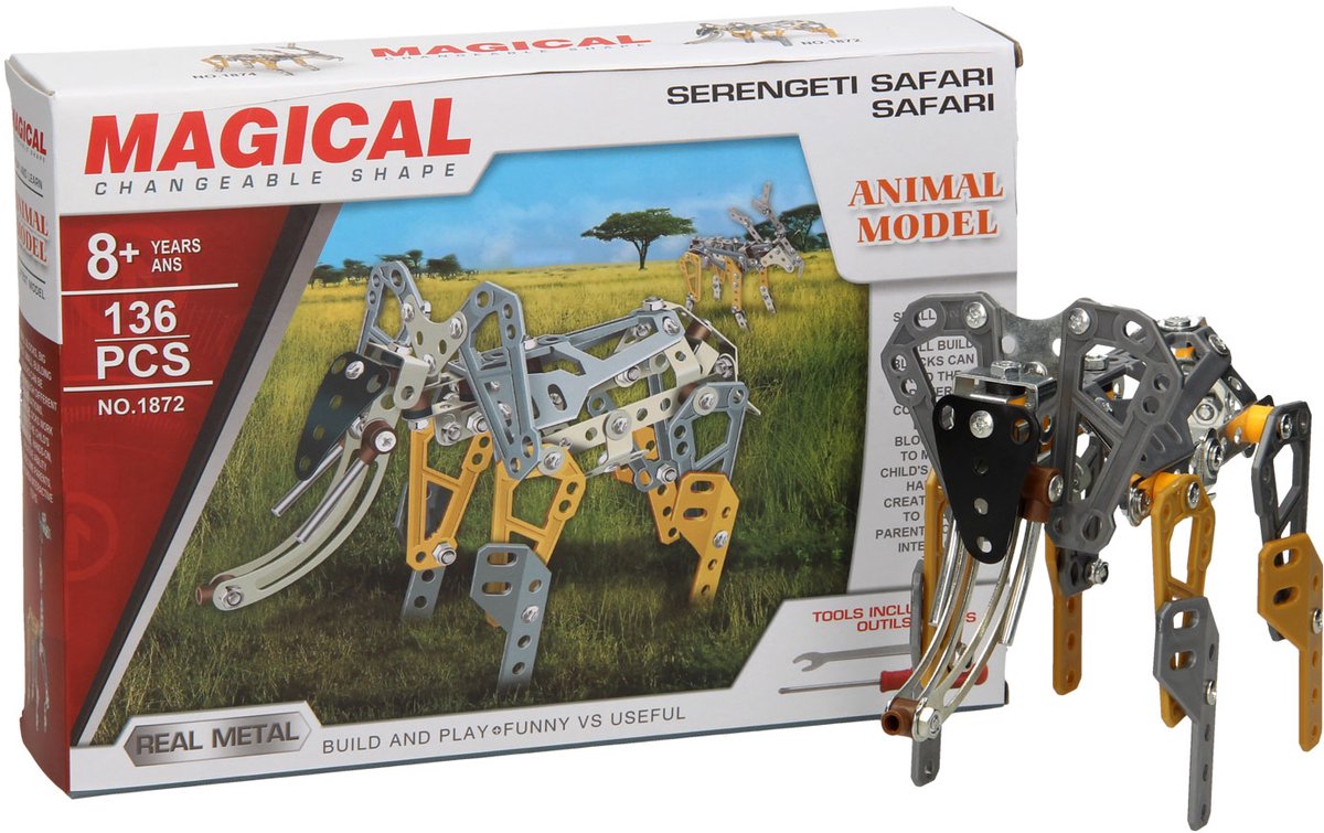 Bausatz Elefant aus Metall, 136 Teile.