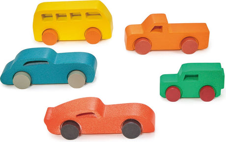Mentari-Fahrzeuge – Autos – 5 Stück – Holz – 18 Monate