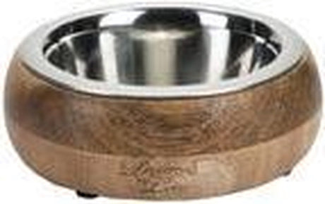 Designed by lotte mandira voerbak - eetbak hond - drinkbak hond - hout rvs - 350ml