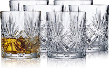 Lyngby glas melodia kristal whisky glazen - 310 ml - set van 6 - glazen voor whisky, cognac, rhum en likeur, vaatwasserbestendig