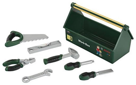 Klein Toys – Bosch Mini-Spielzeug-Werkzeugkasten – inklusive Säge, Schraubendreher und mehr