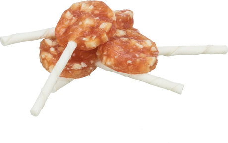 Trixie Hundesnack Denta Fun – Lutscher 10 cm Hühnerkäse – 50 Stück, glutenfrei, zuckerfrei