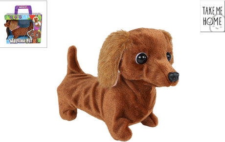 Take me home Plüsch laufender Hund Dackel 19cm Spielzeughund braun.