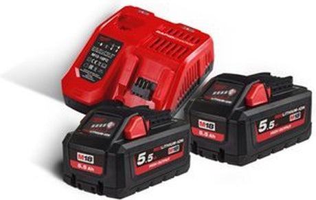 Milwaukee m18 hnrg-552 | Hochleistungsbatterie-Starterset 18 V (2x 5,5-Ah-Batterie + Schnellladegerät M12-18 FC) – 4933464713