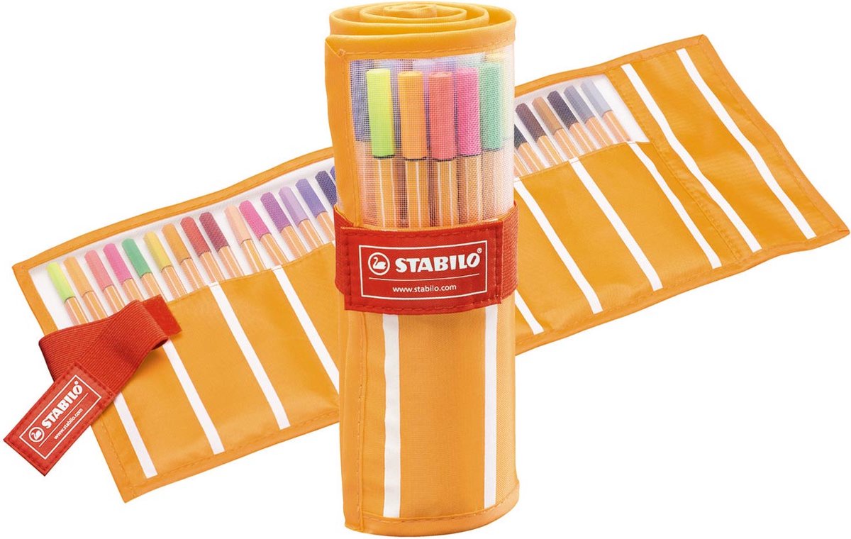 Stabilo point 88 – Fineliner 0,4 mm – Rollenset – 30-teiliges Etui – mit 25 Standard- + 5 Neonfarben