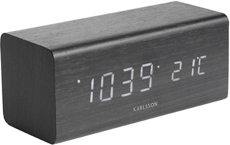 Karlsson Weckerblock – schwarzes Furnier, weiße LED – 16 x 7,2 x 7 cm – skandinavisch – Wecker für Schlafzimmer – Wecker
