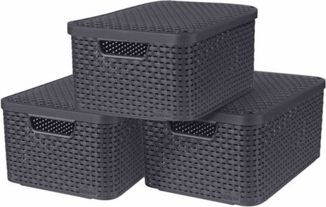Curver Storage Boxen mit 3 -PC -Größe m Anthrazit mit Deckelstil